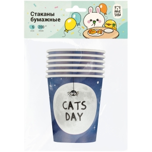 Стаканы бумажные MESHU "Catsday", 200мл, 6шт.