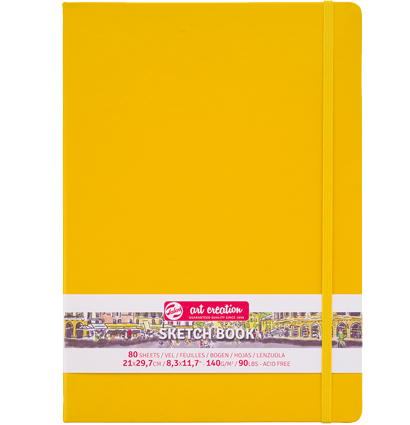 Скетчбук жёлтый для зарисовок Art Creation Sketchbook Royal Talens с резинкой А4 / 80 листов / 140 гм купить в магазине ArtCraft.Space