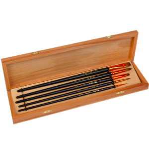 Набор длинных кистей Roubloff №4 колонок 5шт в шкатулке,