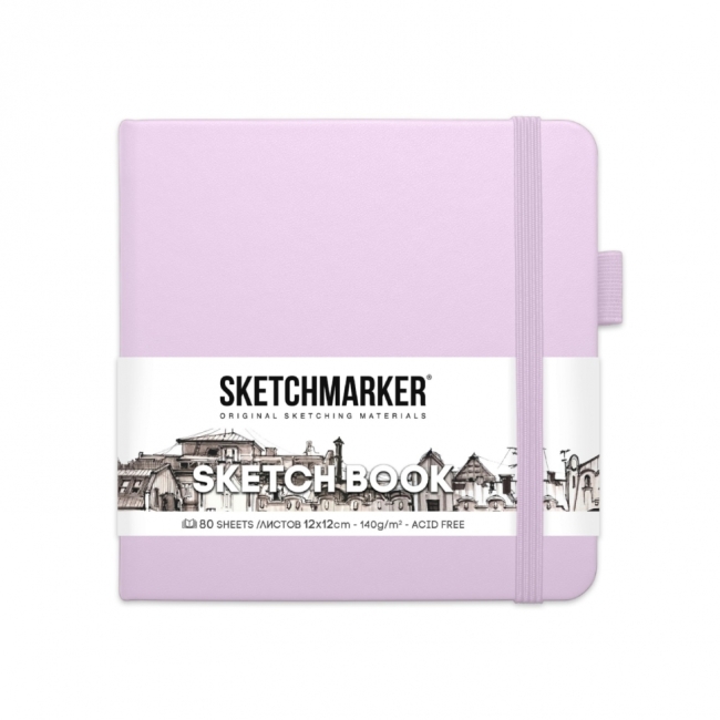 Блокнот для зарисовок Sketchmarker 140г/кв.м 12*12см 80л твердая обложка Фиолетовый пастельный Блокнот для зарисовок Sketchmarker 140г/кв.м 12*12см 80л твердая обложка Фиолетовый пастельный