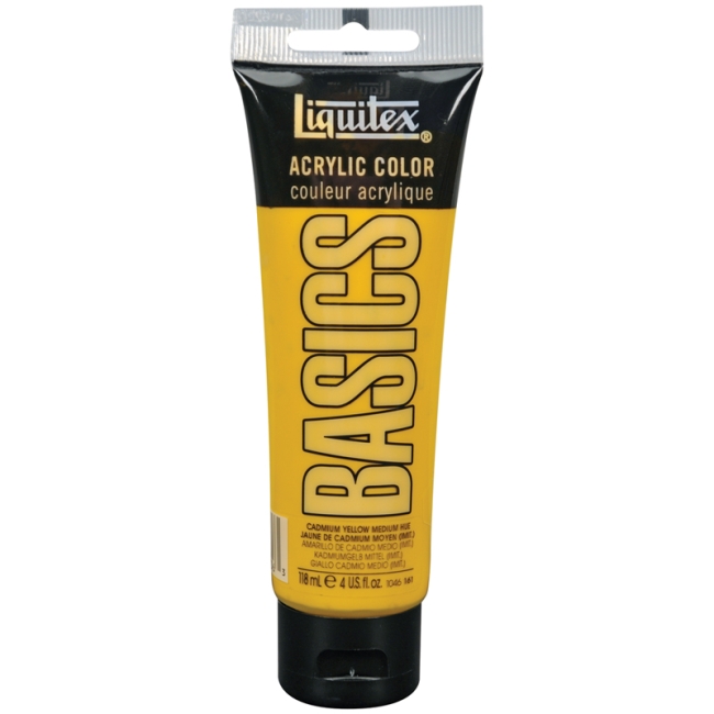 Краска акриловая художественная Liquitex "Basics", 118мл, туба, 163 кадмий желтый средний (имит.)
