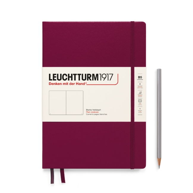 Блокнот Leuchtturm1917 Composition B5 (17.8x25.4см), 80г/м2 - 109л.без линовки твердая обложка, цвет: Красный Портвейн