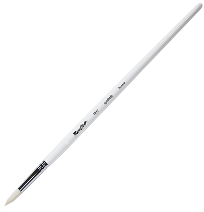 Кисть Roubloff синтетика  №8 круглая белая для акрила, гуаши, масла с длинной ручкой купить в художественном магазине ArtCraft.Space с доставкой по всему миру