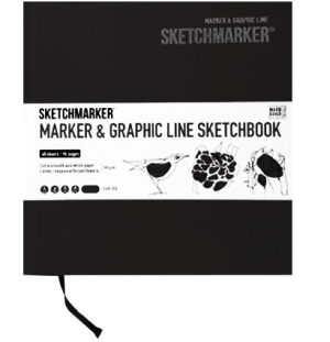 Скетчбук SKETCHMARKER MARKER LINE 160г/м.кв 163х163мм 48л твердая обложка цв.черный,