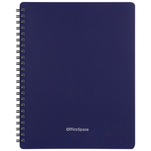 Тетрадь 60л. А5 клетка на гребне OfficeSpace "Base", пластиковая обложка, синяя