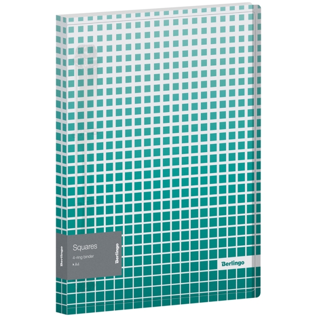 Папка на 4 кольцах Berlingo "Squares", 24мм, 600мкм, D-кольца, с внутр. карманом Папка на 4 кольцах Berlingo "Squares", 24мм, 600мкм, D-кольца, с внутр. карманом