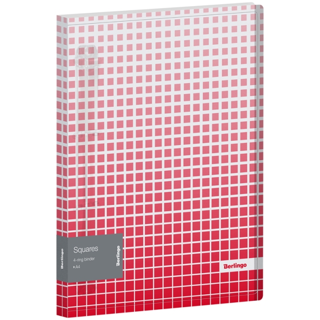 Папка на 4 кольцах Berlingo "Squares", 24мм, 600мкм, D-кольца, с внутр. карманом Папка на 4 кольцах Berlingo "Squares", 24мм, 600мкм, D-кольца, с внутр. карманом