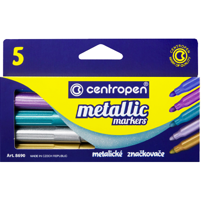 Набор блестящих маркеров для декорирования Centropen Metallic Marker 5 цветов купить в магазине маркеров ArtCraft.Space