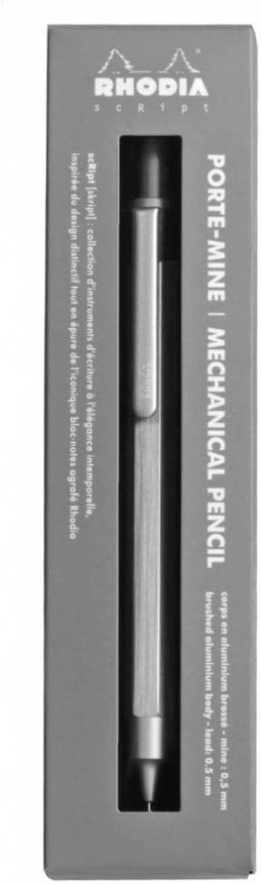 Карандаш механический Rhodia script, корпус алюминиевый серебряный, 0,5 мм 9391C,