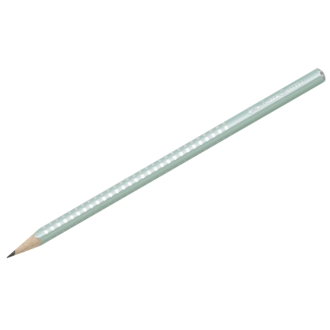 Карандаш ч/г Faber-Castell "Sparkle" B, трехгран., заточен., жемчужный мятный