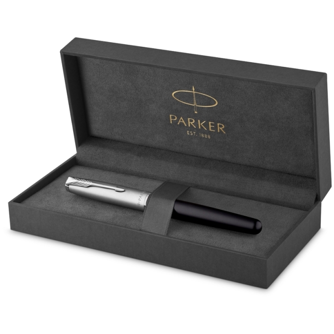 Ручка перьевая Parker "Sonnet Sand Blasted Metal&Black Lacquer" черная, 0,8мм, подар. уп.