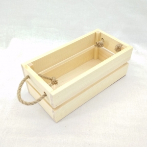 Заготовка для декорирования ящик реечный с веревочными ручками 24х12х9см,