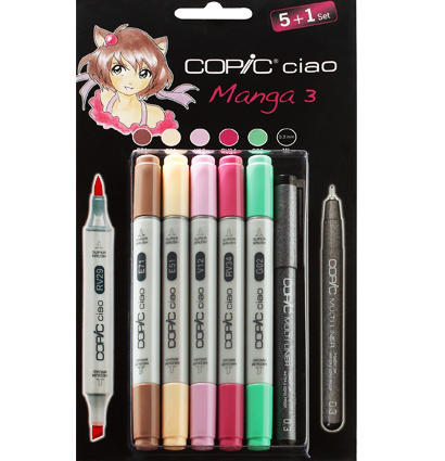 Набор маркеров Copic Ciao  5+1 с кистью для рисования (цветные маркеры + линер) Копик Чао купить в художественном магазине ArtCraft.Space с доставкой по РФ и СНГ