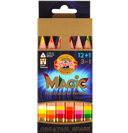 Набор толстых цветных карандашей Koh-I-Noor Magic 13 цветов с точилкой и ластиком купить в художественном магазине ArtCraft.Space