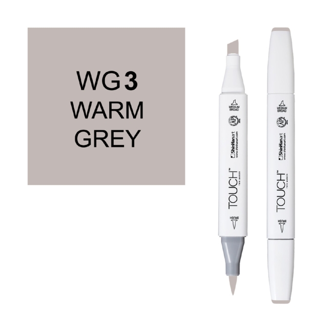 Маркер двухсторонний спиртовой  TOUCH TWIN BRUSH WG3 Серый теплый