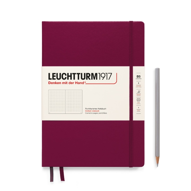 Блокнот Leuchtturm1917 Composition B5 (17.8x25.4см), 80г/м2 - 109л.в точку твердая обложка, цвет: Красный Портвейн
