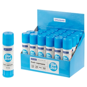 Клей-карандаш OfficeSpace, 15г, дисплей, ПВА Клей-карандаш OfficeSpace, 15г, дисплей, ПВА