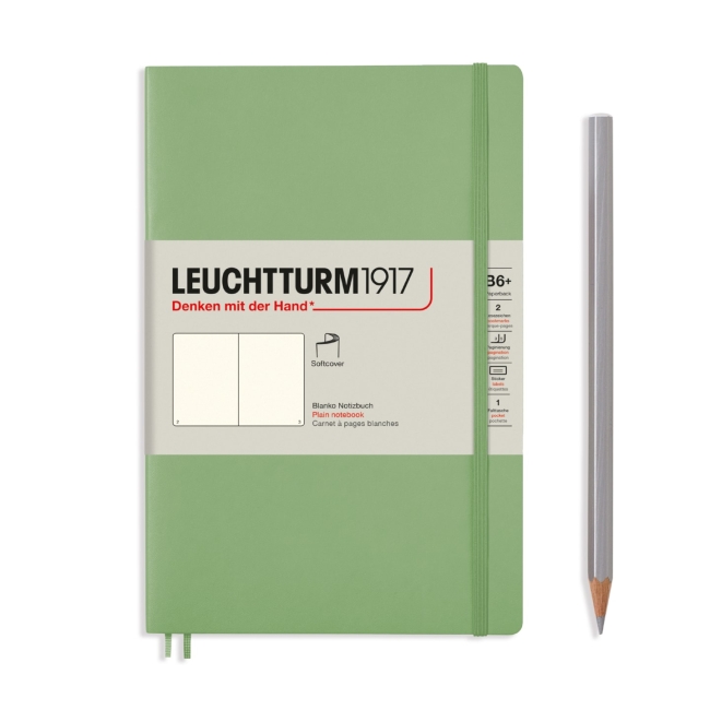 Блокнот Leuchtturm1917 Classic B6+ (12.5x19см.) 80г/м2 - 123 стр. нелинованный, мягкая обложка, цвет: Шалфей