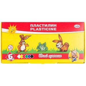 Пластилин Гамма "Юный художник" NEW, 06 цветов, 84г, со стеком, картон. упак.