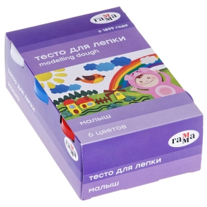 Тесто для лепки Гамма "Малыш", 06 цветов, 360г, картонный рукав