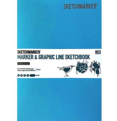 Скетчбук Sketchmarker Marker & Graphic Line универсальный бирюзовый с мягкой обложкой 17х25 см / 16 листов / 180 гм купить в магазине ArtCraft.Space
