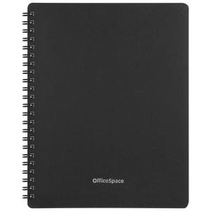Тетрадь 60л. А5 клетка на гребне OfficeSpace "Base", пластиковая обложка, черная