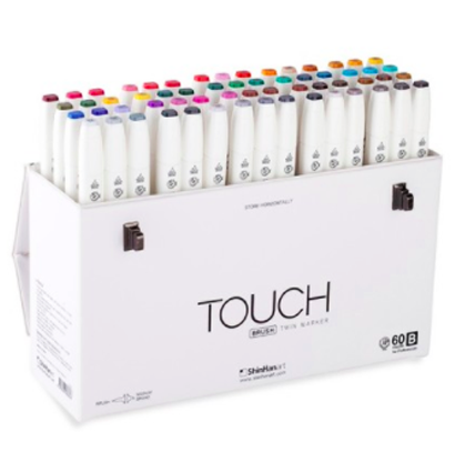 Купить большой набор маркеров для скетчинга Touch Twin Brush 60 штук палитра базовые цвета в магазине товаров для скетчинга ArtCraft.Space с доставкой по РФ