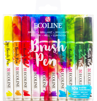 Акварельные маркеры Ecoline Brush Pen в наборе 10 цветов "Яркие" купить в художественном магазине ArtCraft.Space