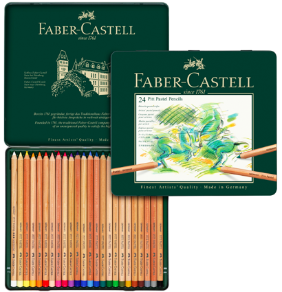 Пастельные карандаши Faber-Castell Pitt Pastel Pencils в наборе 24 цвета в пенале купить в магазине товаров для рисования ArtCraft.Space с доставкой по РФ и СНГ