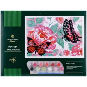 Картина по номерам Greenwich Line "Бабочки" A3, с акриловыми красками, картон, европодвес