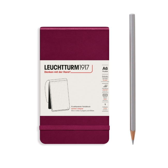 Блокнот Leuchtturm1917 Portrait Pocket A6 (9x15см.) 80г/м2 - 184 стр. в точку, твердая обложка, цвет: Красный Портвейн