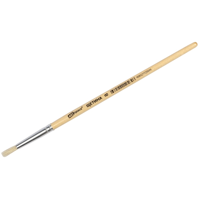 Кисть щетина, ArtSpace, круглая №08, пакет, европодвес Кисть щетина, ArtSpace, круглая №08, пакет, европодвес