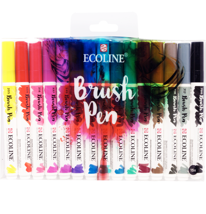 Акварельные маркеры Ecoline Brush Pen в наборе 15 цветов "Базовый" купить в художественном магазине ArtCraft.Space