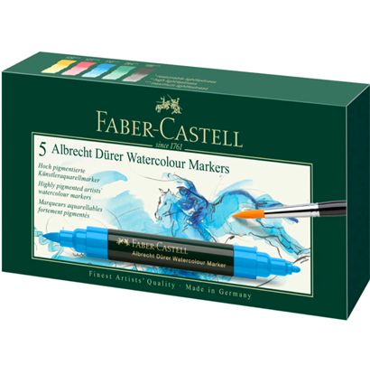 Акварельные маркеры Albrecht Durer Faber-Castell набор 5 цветов на водной основе купить в магазине маркеров ArtCraft.Space с доставкой по РФ и СНГ