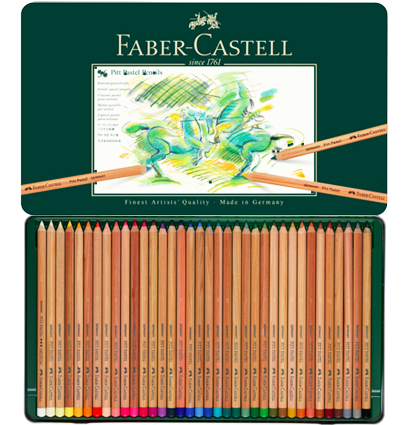Пастельные карандаши Faber-Castell Pitt Pastel Pencils в наборе 36 цветов в пенале купить в магазине товаров для рисования ArtCraft.Space с доставкой по РФ и СНГ
