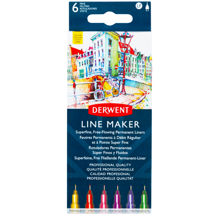 Набор линеров Derwent Line Maker 6 штук 0.3 мм разного цвета купить в художественном магазине ArtCraft.Space
