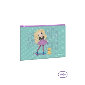 Папка текстильная 1 отделение, А4 Berlingo "Pretty girl", 335*245мм, полиэстер, на молнии