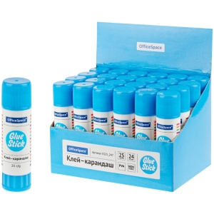 Клей-карандаш OfficeSpace, 25г, дисплей, ПВА Клей-карандаш OfficeSpace, 25г, дисплей, ПВА