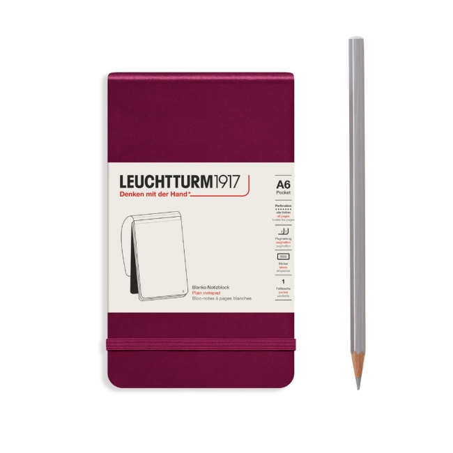 Блокнот Leuchtturm1917 Portrait Pocket A6 (9x15см.) 80г/м2 - 184 стр. нелинованный, твердая обложка, цвет: Красный Портвейн