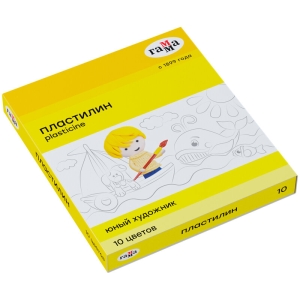 Пластилин Гамма "Юный художник" NEW, 10 цветов, 140г, со стеком, картон. упак.