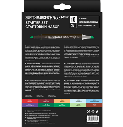 Набор 10 маркеров Sketchmarker Brush Pro "Стартовый" альбом, линер купить в магазине маркеров ArtCraft.Space с доставкой по всему миру