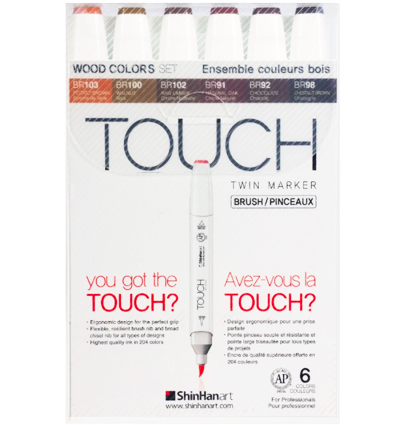 Купить набор маркеров для скетчинга Touch Brush 6 штук древесные цвета в магазине товаров для скетчинга ArtCraft.Space с доставкой по РФ