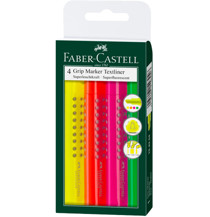 Набор маркеров-текстовыделителей Faber-Castell Grip 1543 4 цвета купить в магазине ArtCraft.Space