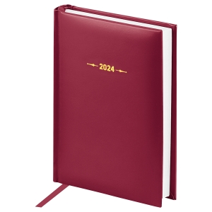 Ежедневник датированный 2024г., А6, 176л., балакрон, OfficeSpace "Ariane", бордовый