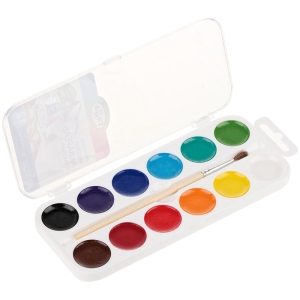 Акварель Гамма "Классическая", медовая, 12 цветов, с кистью, пластик. упак., европодвес