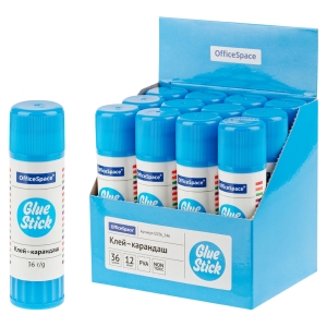 Клей-карандаш OfficeSpace, 36г, дисплей, ПВА Клей-карандаш OfficeSpace, 36г, дисплей, ПВА