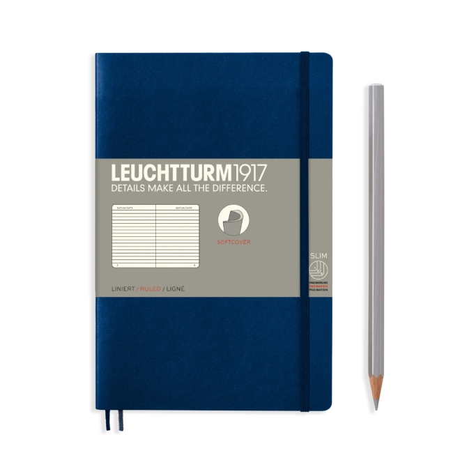 Блокнот Leuchtturm1917 Classic B6+ (12.5x19см.) 80г/м2 - 123 стр. в линейку, мягкая обложка, цвет: Синий Неви