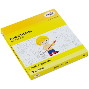Пластилин Гамма "Юный художник" NEW, 12 цветов, 168г, со стеком, картон. упак.