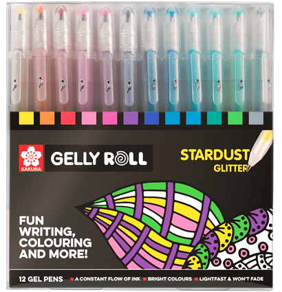 Набор гелевых ручек Sakura Gelly Roll Stardust 12 цветов (глиттер) купить в фирменном магазине для художников ArtCraft.Space с доставкой по РФ и СНГ