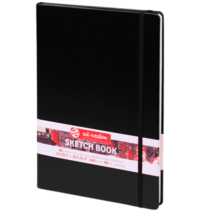 Скетчбук черный для зарисовок Art Creation Sketchbook Royal Talens с резинкой А4 / 80 листов / 140 гм купить в художественном магазине ArtCraft.Space с доставкой по РФ и СНГ